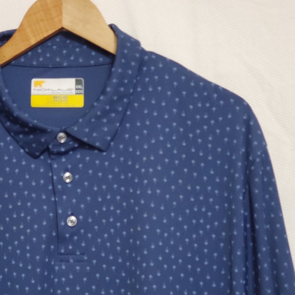 Nicklaus Eco Choice Blue Tonal Print Polo Shirt Mens 2XL